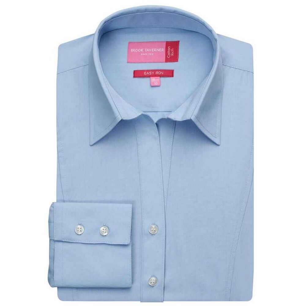 Brook Taverner Womens/Ladies Palena Poplin Long-Sleeved Formal Shirt / Blue